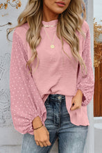 Load image into Gallery viewer, Gossamer Pink Swiss Dot Balloon Sleeve Loose Blouse
