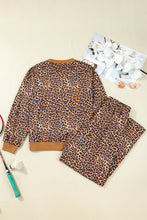 Load image into Gallery viewer, Khaki Leopard Pullover and Pants 2pcs Outfit with Bow Embroidery
