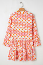 Load image into Gallery viewer, Orange Floral Print Flounce Sleeve Buttoned Front Mini Dress

