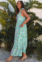 Load image into Gallery viewer, Green Floral Lace Tied Strap Empire Waist Maxi Dress
