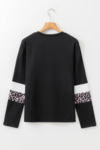 Load image into Gallery viewer, White Leopard Colorblock Patchwork Crew Neck Long Sleeve Tee
