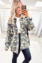 Load image into Gallery viewer, Green Camo Chest Pockets Loose Jean Jacket
