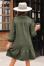 Load image into Gallery viewer, Dearlove Jungle Green Quarter Zip Collar Bracelet Sleeve Textured Mini Dress
