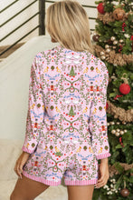 Load image into Gallery viewer, Pink Christmas Holiday Print Nutcracker Long Sleeve Shorts 2pcs Pajama Set
