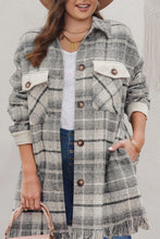Load image into Gallery viewer, Gray Plus Size Macrame Plaid Coat
