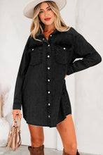 Load image into Gallery viewer, Medium Grey Beau Chest Pocket Raw Hem Denim Loose Shirt Dress
