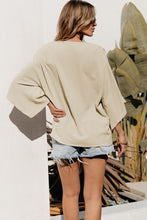 Load image into Gallery viewer, Parchment Solid V Neck Wide Sleeve Crinkled Blouse
