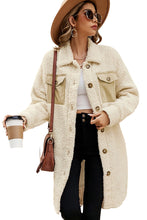 Load image into Gallery viewer, Beige Contrast Flap Pocket Single Breasted Teddy Coat
