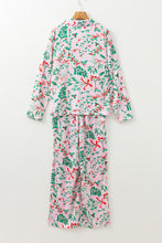 Load image into Gallery viewer, Pink Christmas Berries Plant Print Satin Long Sleeve Pajama Set
