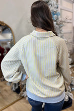 Load image into Gallery viewer, Beau Blue Button Front Jacquard Henley Sweatshirt
