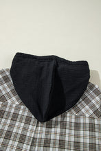 Load image into Gallery viewer, Black Checkered Print Loose Fit Buttoned Hooded Shacket
