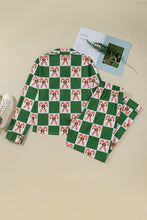 Load image into Gallery viewer, Green Holly Jolly Checkered Pattern 2pcs Long Pajama Set
