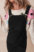 Load image into Gallery viewer, Black Solid Front Pockets Sleeveless Corduroy Overall Dress

