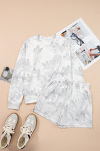 Load image into Gallery viewer, Beige Camo Print Pullover Top and Elastic Waist Casual Short Set
