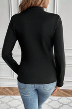 Load image into Gallery viewer, Black Mock Neck Thermal Lined Long Sleeve Tee
