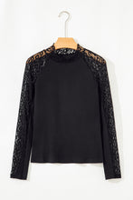 Load image into Gallery viewer, Black Leopard Mesh Patchwork Knit Long Sleeve Top
