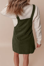 Load image into Gallery viewer, Vineyard Green Solid Front Pockets Sleeveless Corduroy Overall Dress
