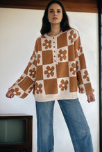 Load image into Gallery viewer, Thai Curry Flower Plaid Henley Baggy Sweater
