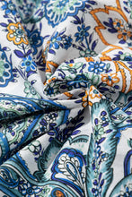 Load image into Gallery viewer, Blue Bohemian Paisley Floral V Neck Short Sleeve Mini Dress
