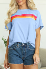 Load image into Gallery viewer, Beau Blue Striped Patch Front Casual Tee
