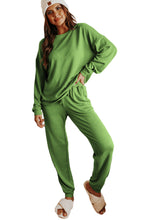 Load image into Gallery viewer, Spinach Green Long Sleeve Pullover and Jogger Pants Lounge Set
