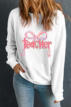 Load image into Gallery viewer, White Teacher Bow PNG Graphic Pullover Sweatshirt
