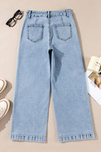 Load image into Gallery viewer, Light Blue Chic Patch Pocket Straight Leg Loose Jeans
