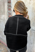 Load image into Gallery viewer, Black Contrast Trim Button up Sweater Cardigan

