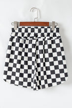 Load image into Gallery viewer, Black Checkered Print High Waist Casual Shorts
