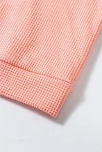 Load image into Gallery viewer, Grapefruit Orange Waffle Knit Wide Bracelet Sleeve Patchwork Raglan Top
