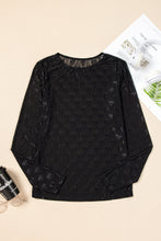 Load image into Gallery viewer, Black Mesh Bow Pattern Long Sleeve Top
