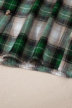 Load image into Gallery viewer, Green Plaid Print Chest Pocket Buttoned Hooded Shacket
