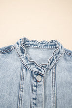Load image into Gallery viewer, Beau Blue Scalloped Trim Patch Pocket Button Front Denim Vest
