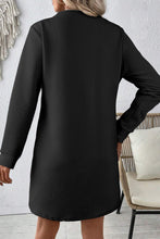 Load image into Gallery viewer, Black Solid Color Textured Long Sleeve Shift Dress
