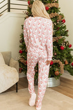 Load image into Gallery viewer, Pink Santa Claus Striped Print Loose Fit Two Piece Lounge Set
