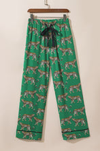 Load image into Gallery viewer, Green Cheetah Print Short Sleeve Shirt and Pants Pajama Set
