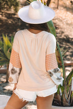 Load image into Gallery viewer, Jet Stream Palm Leaves Polka Dot Puff Sleeve Patchwork V Neck Loose Blouse
