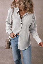Load image into Gallery viewer, DEAR-LOVER Stripe Roll-tab Sleeve Pocketed Long Shirt
