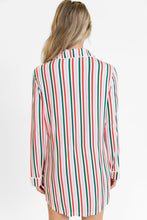 Load image into Gallery viewer, Pink Stripe Christmas Long Sleeve Shirt Style Lounge Dress
