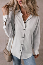 Load image into Gallery viewer, DEAR-LOVER Stripe Roll-tab Sleeve Pocketed Long Shirt
