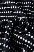 Load image into Gallery viewer, Black Striped V Neck Long Puff Sleeve Shift Dress
