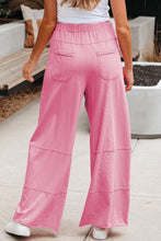 Load image into Gallery viewer, Bonbon Mineral Wash Exposed Seam Drawstring Elastic Waistband Wide Leg Cargo Pants
