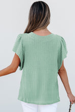 Load image into Gallery viewer, Moonlight Jade Solid Color Textured Flutter Sleeve Top

