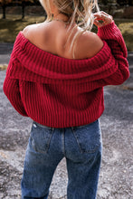 Load image into Gallery viewer, Racing Red Off-the-shoulder Knit Sweater
