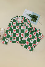 Load image into Gallery viewer, Green Holly Jolly Checkered Pattern 2pcs Long Pajama Set
