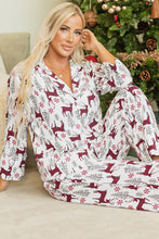 Load image into Gallery viewer, White Christmas Printed Shirt and Pants Pajama Set
