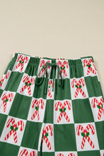 Load image into Gallery viewer, Green Holly Jolly Checkered Pattern 2pcs Long Pajama Set
