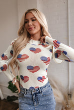 Load image into Gallery viewer, White Americana Glitter Mesh Long Sleeve Bodysuit
