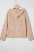 Load image into Gallery viewer, Dark Khaki Thermal Textured Leopard Drawstring Baggy Hoodie
