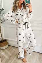 Load image into Gallery viewer, White Bows Print Two Piece Sleepwear
